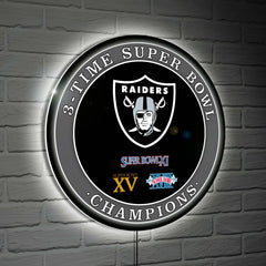 Las Vegas Raiders Multi-Win Superbowl Champions Football Round LED Wal, NFL, Home