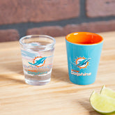 Miami Dolphins 4-Piece Ceramic and Glass 2oz. Shot Glass Set, NFL, Home