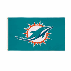 Miami Dolphins Single Sided Flag with 2 Grommets, 3'x5', NFL, Home
