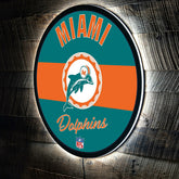 Miami Dolphins NFL Football Large Round Vintage Edgelite LED Decor, NFL, Home
