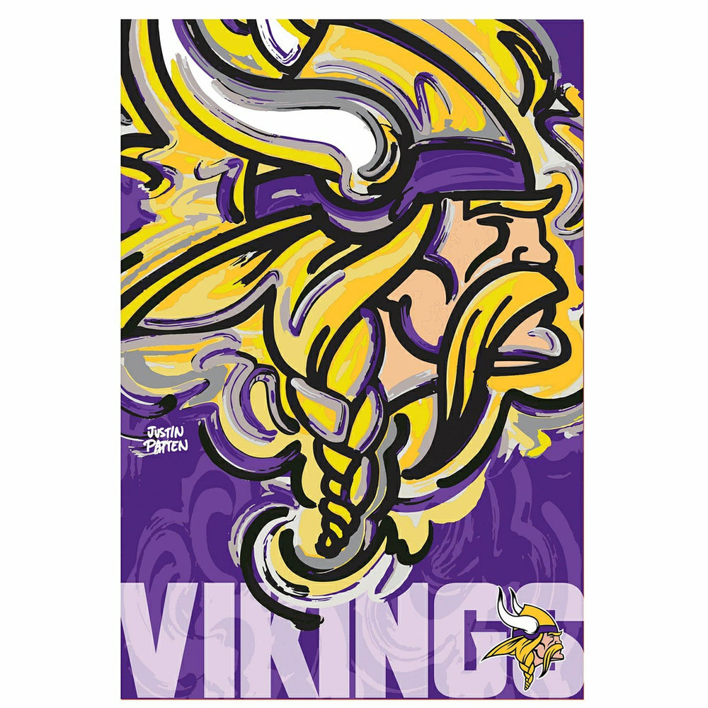 Minnesota Vikings Justin Patten Logo Suede Garden Flag, NFL