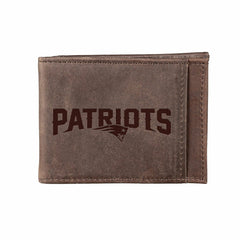 Front Pocket Wallet w/ RFID Blocking, New England Patriots, Brown, NFL, Home