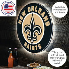 LED Wall Decor, Round, New Orleans Saints, NFL, Home