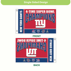 New York Giants 6X Superbowl Champions Football 3x5 Flag, NFL, Home