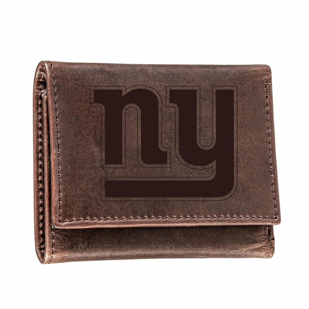 New York Giants, Tri-Fold Wallet, Brown, CH, 100% Genuine Leather, NFL, Home