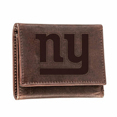 New York Giants, Tri-Fold Wallet, Brown, CH, 100% Genuine Leather, NFL, Home