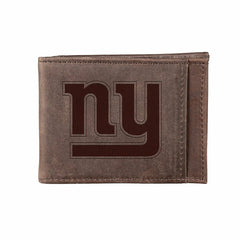 Front Pocket Wallet w/ RFID Blocking, New York Giants, Brown, NFL, Home