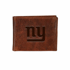 New York Giants, Embossed 100% Genuine Tumbled Leather Passcase Bi-Fol, NFL, Home