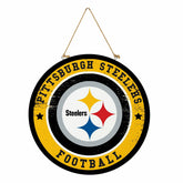 Pittsburgh Steelers Round Door Décor with Hanging Rope, 18x18, NFL, Home