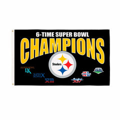 Pittsburgh Steelers 6X Superbowl Champions Football 3x5 Flag, NFL, Home