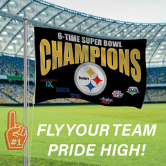 Pittsburgh Steelers 6X Superbowl Champions Football 3x5 Flag, NFL, Home