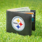 Pittsburgh Steelers Black Bi-Fold Embroidered Wallet w/ RFID Blocking, NFL, Home