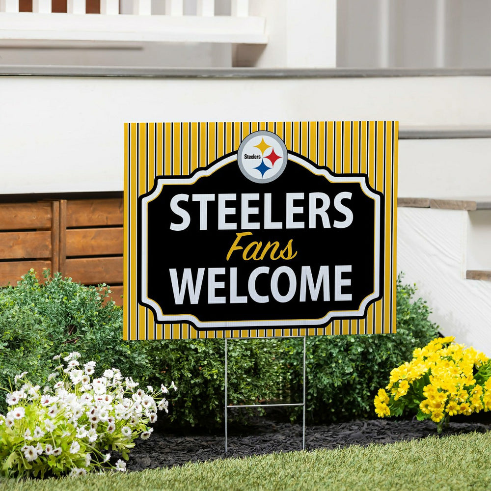 Pittsburgh Steelers Coroplast Yard Sign, "Fans Welcome", NFL, Home