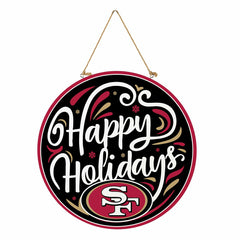 San Francisco 49ers Holiday Round Door Décor with Hanging Rope, 18x18, NFL, Home