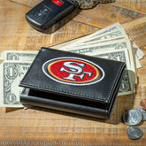 San Francisco 49ers Black Tri-Fold Embroidered Wallet w/ RFID Blocking, NFL, Home