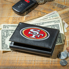 San Francisco 49ers Black Tri-Fold Embroidered Wallet w/ RFID Blocking, NFL, Home