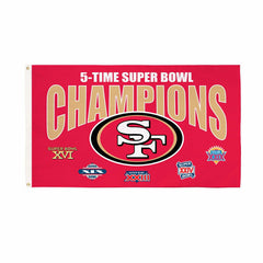 San Francisco 49ers Multi-Win Superbowl Champions Football 3x5 Flag, NFL, Home