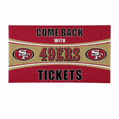 28" x 16" PVC Trapper Mat, Come Back with Tickets, San Francisco 49ers, NFL