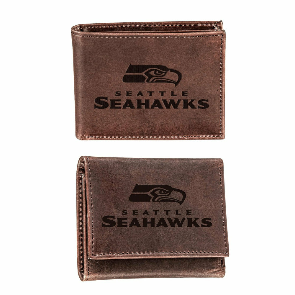 Seattle Seahawks, Bi-Fold and Tri-Fold Wallet Gift Set, Brown, NFL, Home