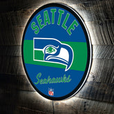 Seattle Seahawks NFL Football Large Round Vintage Edgelite LED Decor, NFL, Home