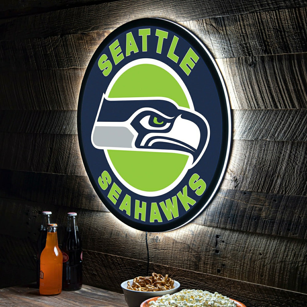 LED Wall Decor, Round, Seattle Seahawks, NFL, Home