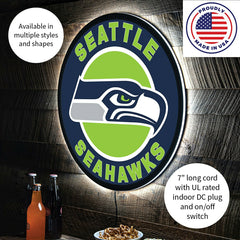 LED Wall Decor, Round, Seattle Seahawks, NFL, Home
