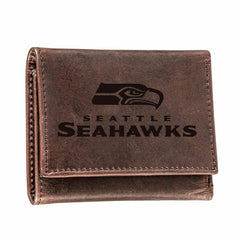 Seattle Seahawks, Tri-Fold Wallet, Brown, CH, 100% Genuine Leather, NFL, Home