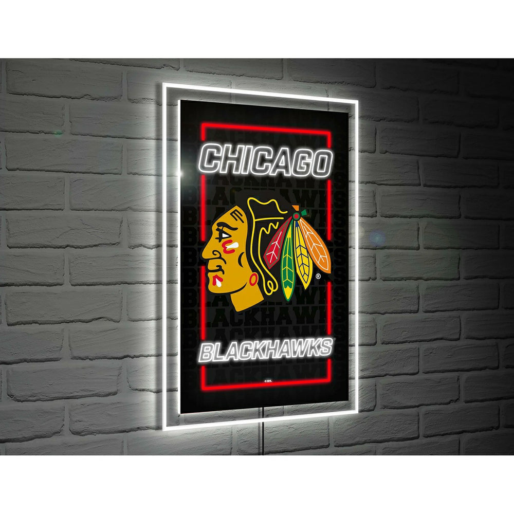 Chicago Blackhawks Hockey Rectangle Neolite LED Decor, NHL, Home