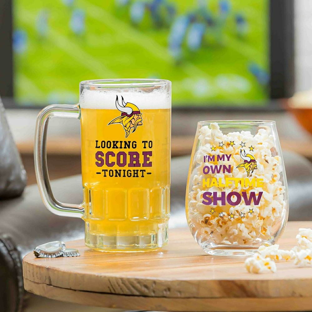 Minnesota Vikings, Stemless 17OZ Wine & Beer 16 OZ Gift Set, Home, NFL