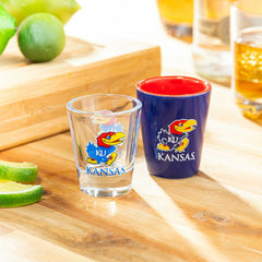 University of Kansas 4-Piece Ceramic and Glass 2oz. Shot Glass Set, Home, Collegiate