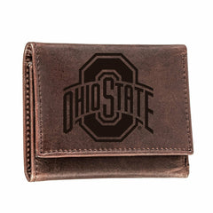 Ohio State, Tri-Fold Wallet, Brown, CH, 100% Genuine Leather, Home, Collegiate
