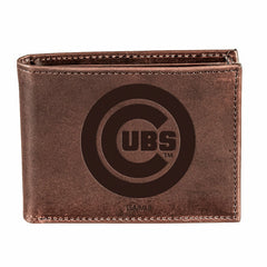 Chicago Cubs Bi-Fold Wallet Brown 100% Genuine Leather, MLB, Home