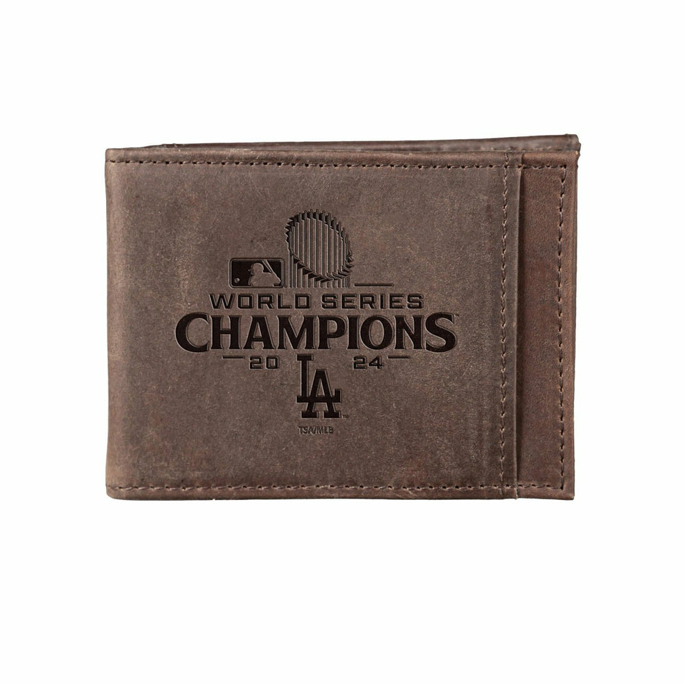 Los Angeles Dodgers Front Pocket Wallet with RFID Blocking, Brown, SC2, MLB, Home