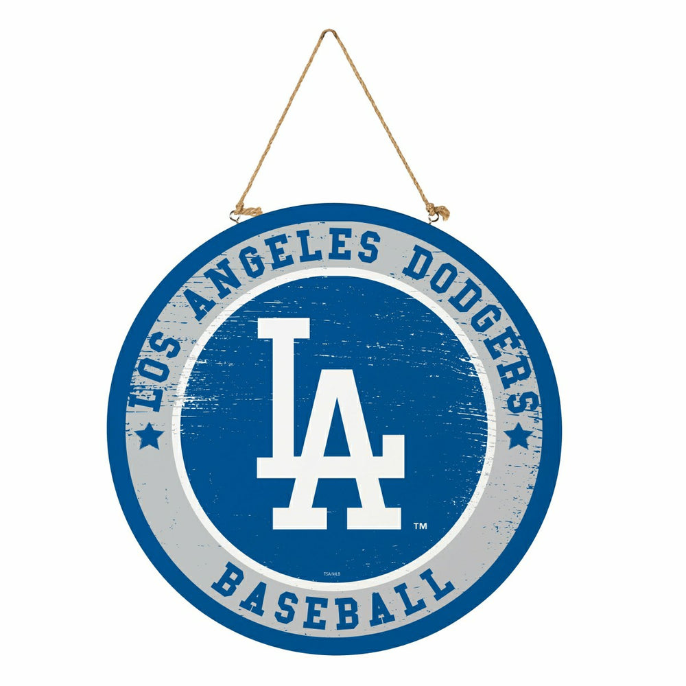 Los Angeles Dodgers Round Door Décor with Hanging Rope, 18x18, MLB, Home