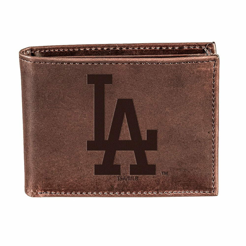Los Angeles Dodgers Bi-Fold Wallet Brown 100% Genuine Leather, MLB, Home