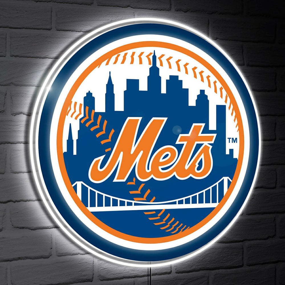 New York Mets LED Wall Decor, Glazelite, Logo, MLB, Home