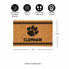 Clemson University Large One Color Coir Mat, 36"x24", Collegiate
