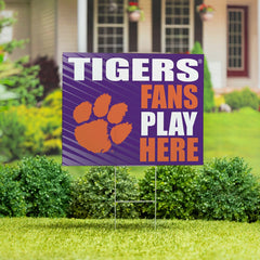 Clemson University Coroplast Yard Sign "Fans Play Here", Collegiate, Home