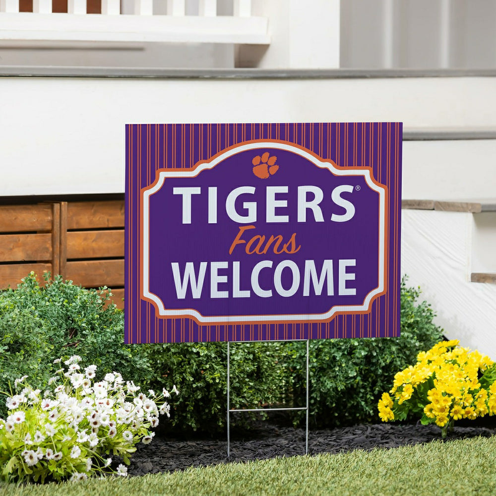 Clemson University Coroplast Yard Sign, "Fans Welcome", Collegiate, Home