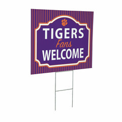 Clemson University Coroplast Yard Sign, "Fans Welcome", Collegiate, Home