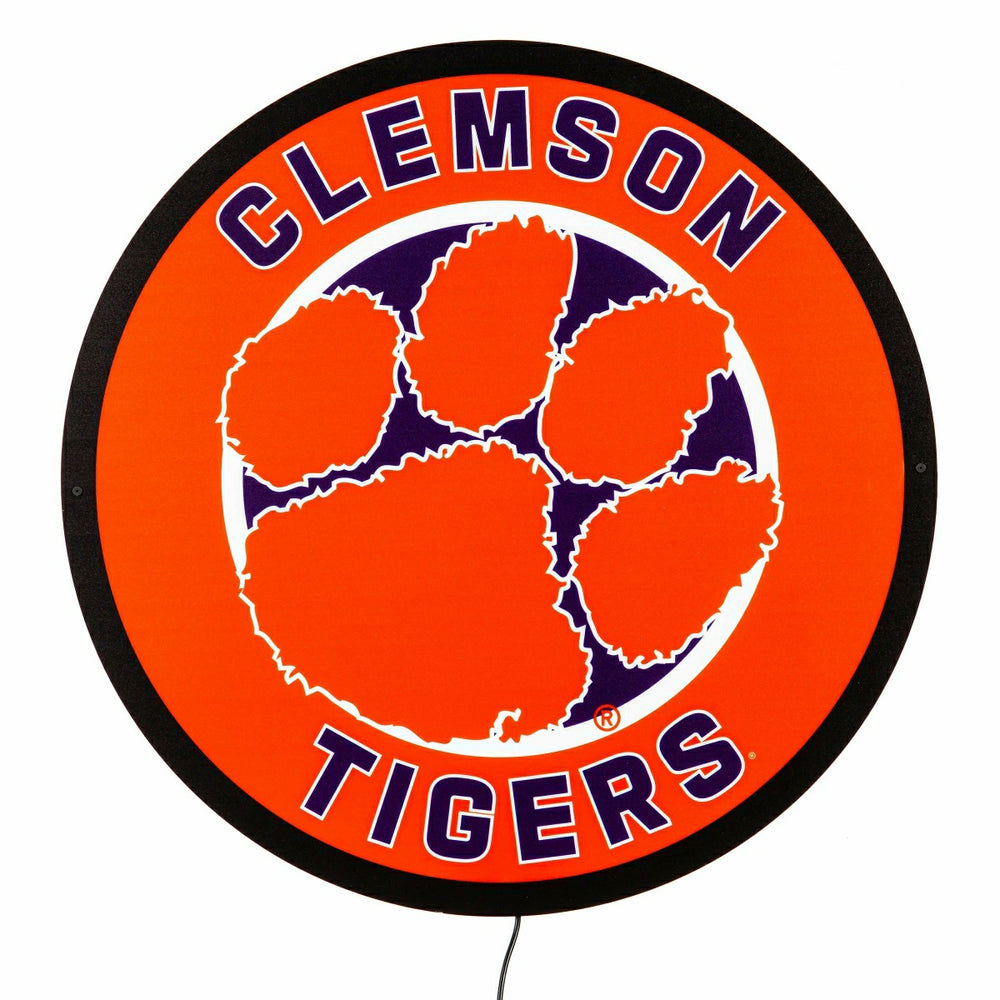 LED Wall Decor, Round, Clemson University, Collegiate, Home