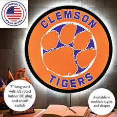 LED Wall Decor, Round, Clemson University, Collegiate, Home