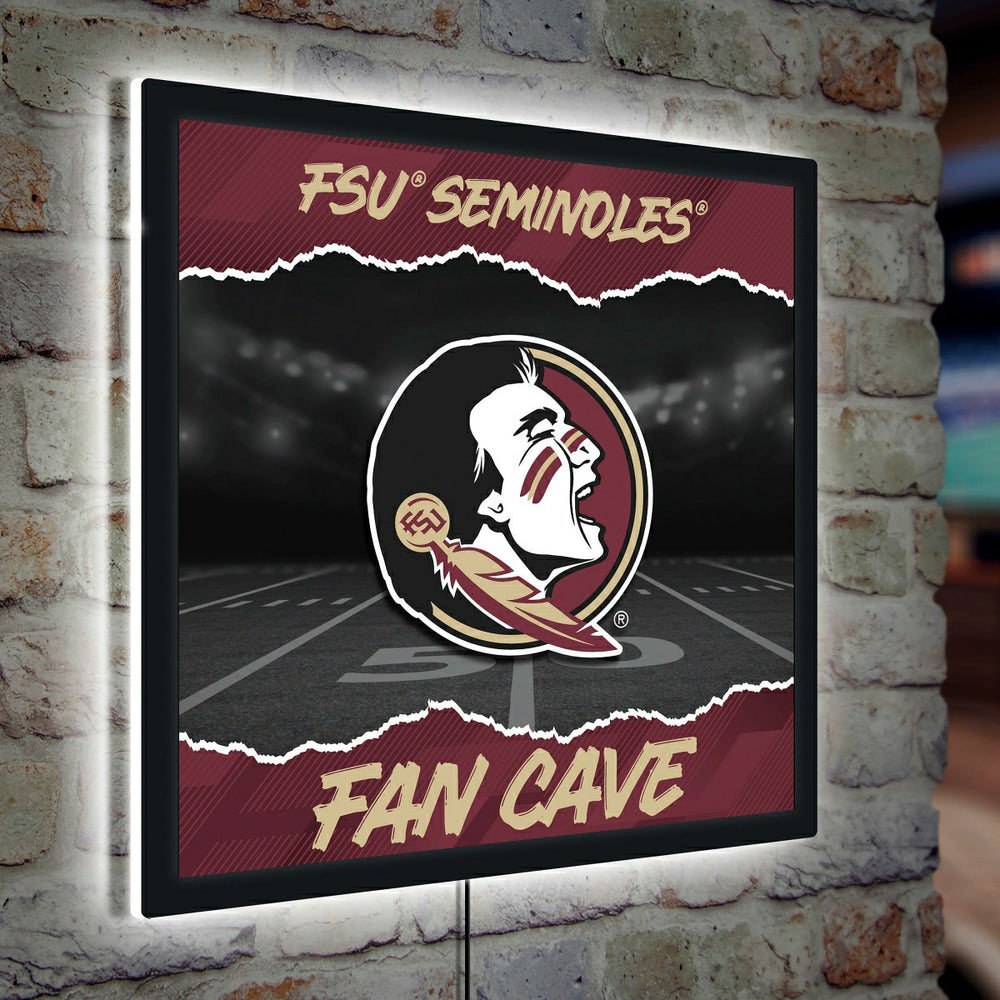 Florida State University 23"H x 23"L LED Wall Decor, Edgelite, Square, Collegiate, Home