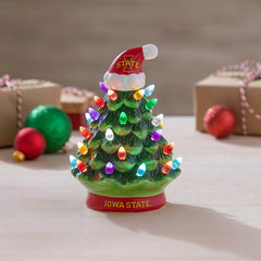 8" LED Ceramic Christmas Tree, Iowa State, Collegiate, Home