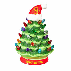 8" LED Ceramic Christmas Tree, Iowa State, Collegiate, Home