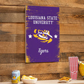 Louisiana State University Wood Wall Sign, 16x24, Collegiate, Home