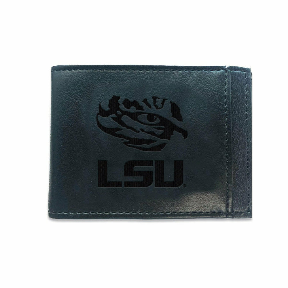 Front Pocket Wallet w/ RFID Blocking, Louisiana State University, Blac, Collegiate, Home