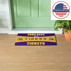 28" x 16" PVC Trapper Mat, Come Back with Tickets, Louisiana State Uni, Collegiate