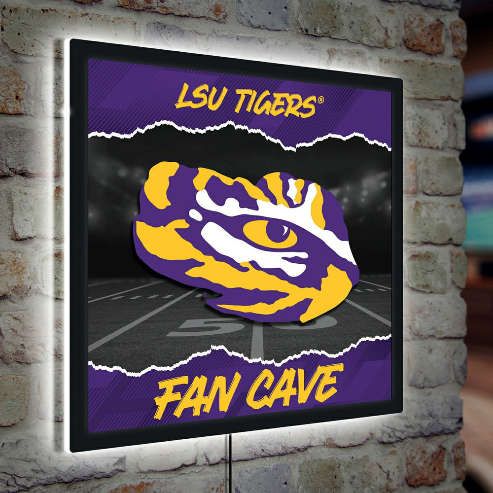 Louisiana State University 23"H x 23"L LED Wall Decor, Edgelite, Squar, Collegiate, Home