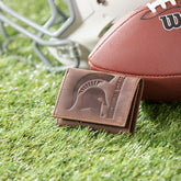 Michigan State, Tri-Fold Wallet, Brown, CH, 100% Genuine Leather, Collegiate, Home